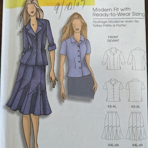Uncut Butterick Sewing Pattern #B5047 for Misses&#39; Jacket, Shirt and Skirt.  Sizes XS-XL