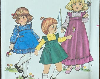 Uncut Vintage Butterick Sewing Pattern #3368 for Toddler Dress, or Jumper and Blouse. Size 4.