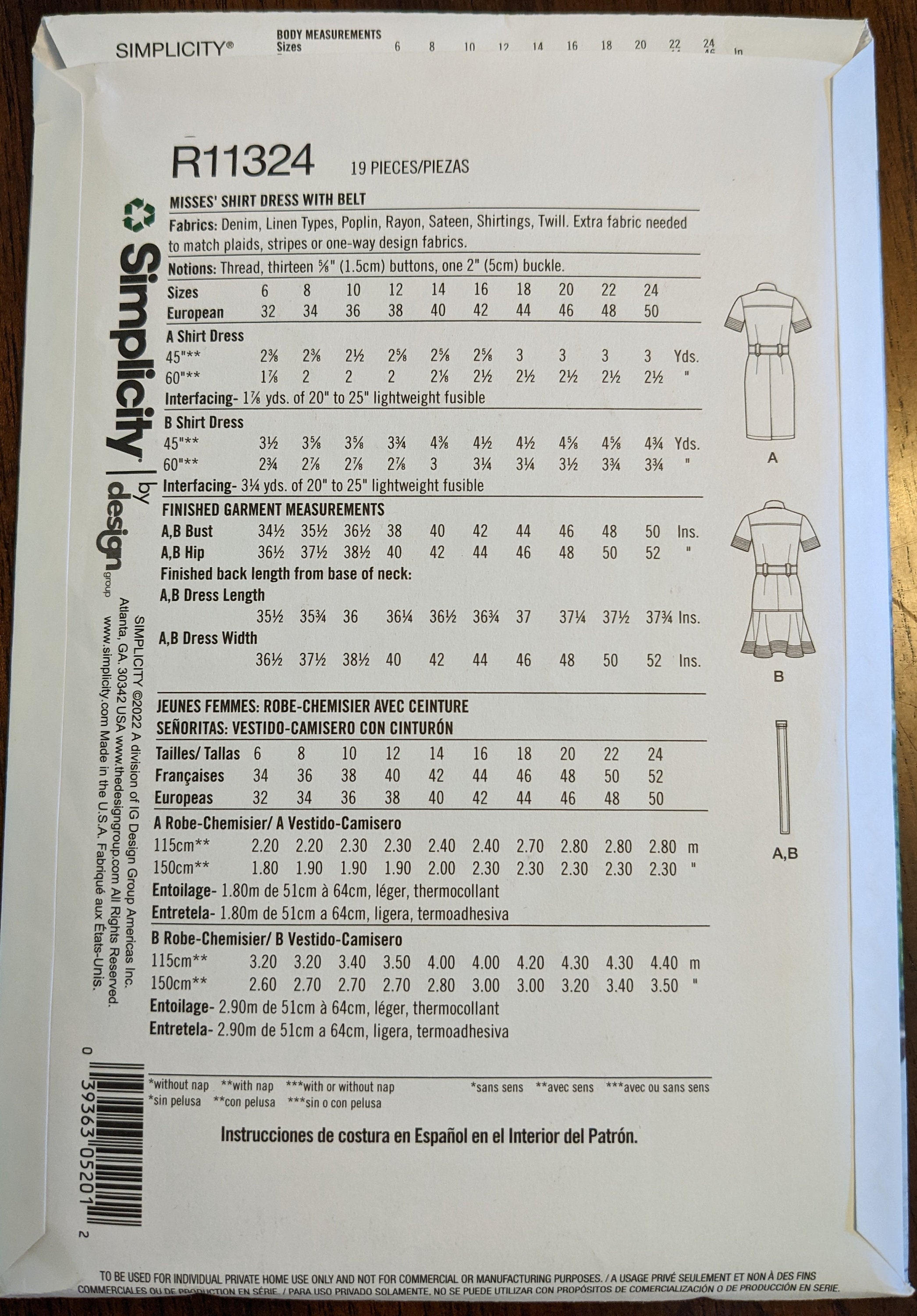 Simplicity R11247 Uncut Simplicity Sewing Pattern #R11324 for Misses' Regular and Plus ...