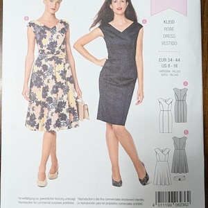 Uncut Burda Sewing Pattern #6236 for Misses and Misses&#39; Plus Size Dress and Belt with Skirt Variations. Sizes 8-18.