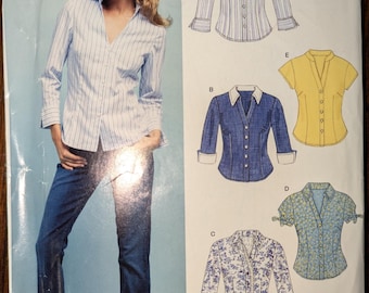 Uncut New Look Sewing Pattern 6407 for Misses and Misses Plus Size Top with Sleeve Variations. Sizes 10-22.