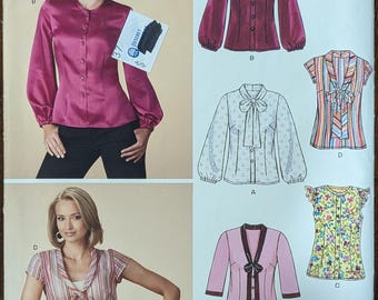 Uncut New Look Sewing Pattern #6831 for Misses' Blouse with 5 Variations. Sizes 8-18.