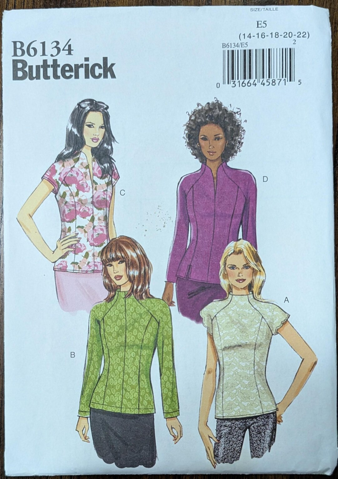 Uncut Butterick Sewing Pattern #B6134 for Misses and Misses' Plus Size ...