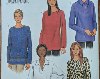 Uncut Butterick Sewing Pattern 3657 for Misses and Misses' Plus Size Top with 4 Variations. Sizes L, XL.
