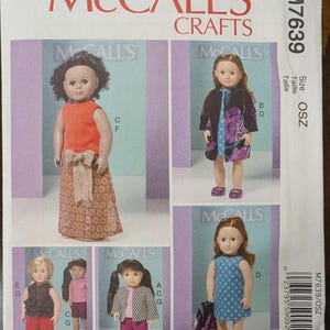 Uncut McCall&#39;s Craft Pattern #M7639 for 18&quot; Doll Clothes. One Size.