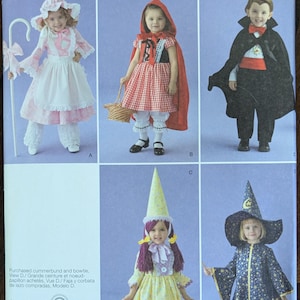 Uncut Simplicity Sewing Pattern #2571 for Toddlers&#39; Costumes. Bo Peep, Red Riding Hood, Dracula, Witch and Princess. Sizes 1/2, 1, 2, 3, 4.