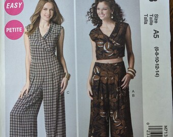 Uncut McCall's Sewing Pattern #M7133 for Misses' Top, Pants and Jumpsuit. Sizes 6-14.