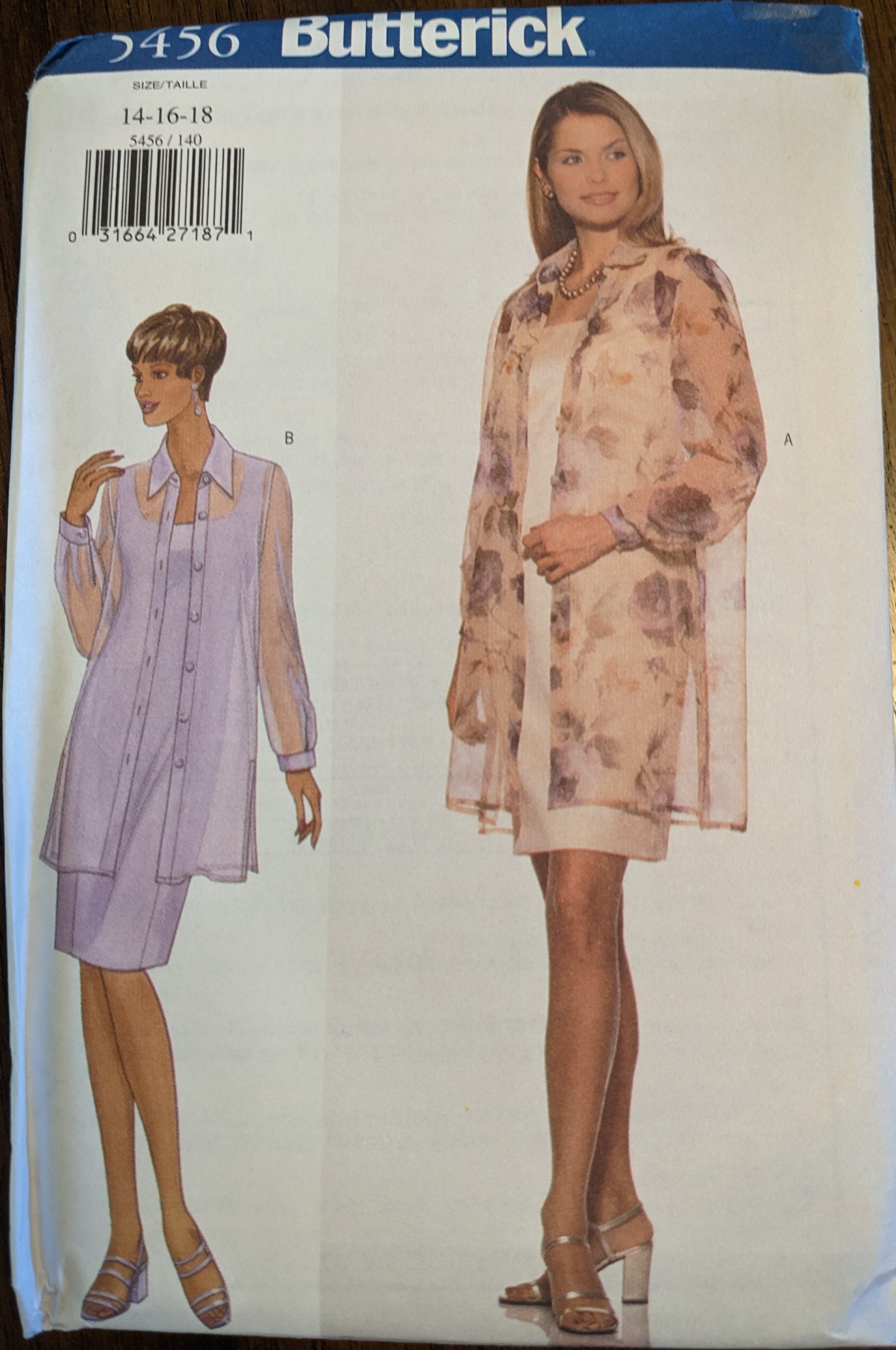 ︎✿ページ Uncut Butterick Sewing Pattern 5456 for Misses Shirt and Dress