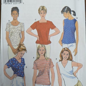 Uncut Simplicity Sewing Pattern #8523 for Misses&#39; Tops in 6 Variations.  Sizes 8, 10, 12