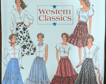 Uncut Simplicity Western Classics Sewing Pattern #8193 for Misses' Set of Skirts. Sizes 6-10.