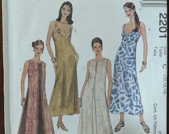 Uncut Vintage McCall's Sewing Pattern #2201 for Misses' Slipdress and Overdress. Sizes 10-14.
