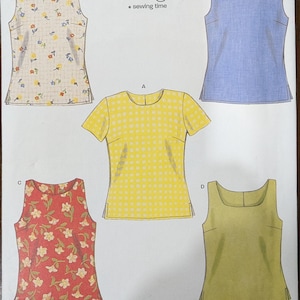 Uncut New Look Sewing Pattern #K6483 for Misses&#39; Tops with Sleeve and Collar Variations. Sizes 6-16.