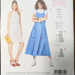 Uncut Burda Sewing Pattern #6311 for Misses and Misses&#39; Plus Size Dress with Length and Top Variations. Sizes 6-18.