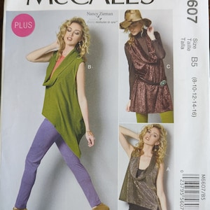 Uncut McCall&#39;s Sewing Pattern #M6607 for Misses&#39; Tops and Tunics. Sizes 8-16.