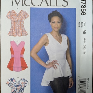 Uncut McCall&#39;s Sewing Pattern #M7356 for Misses and Misses&#39; Plus Size Tops. Sizes 6-14 & Sizes 14-22 Available.
