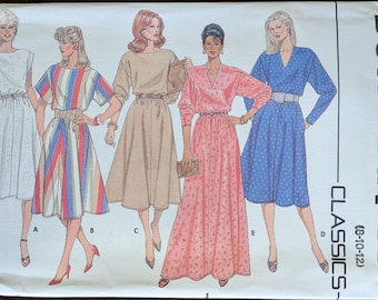 Uncut Butterick Sewing Pattern 6510 for Misses Dress with 5 Variations. Sizes 8-12.