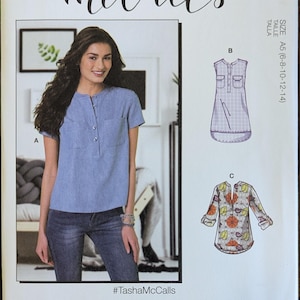 Uncut McCall&#39;s Sewing Pattern #M7360 for Misses&#39; Top with 3 Variations. Sizes 6-14.