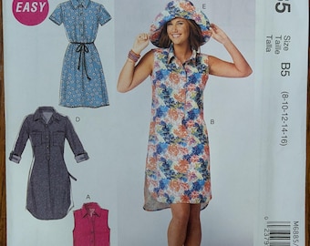 Uncut McCall's Sewing Pattern M6885 for Misses' Dresses in 4 Styles and Hat. Sizes 8-16.