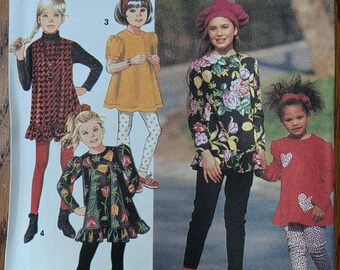 Uncut Simplicity Sewing Pattern 8012 for Girls' Leggings and Tops. Sized for Stretch Knits Only. Sizes 8-14.
