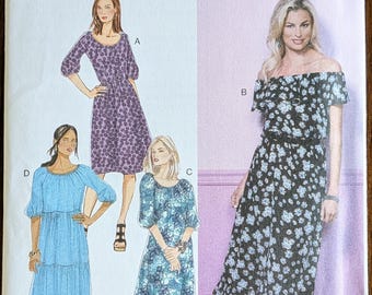 Uncut Butterick Sewing Pattern B6451 for Misses Dress with 4 Variations. Sizes XS-S-Med.