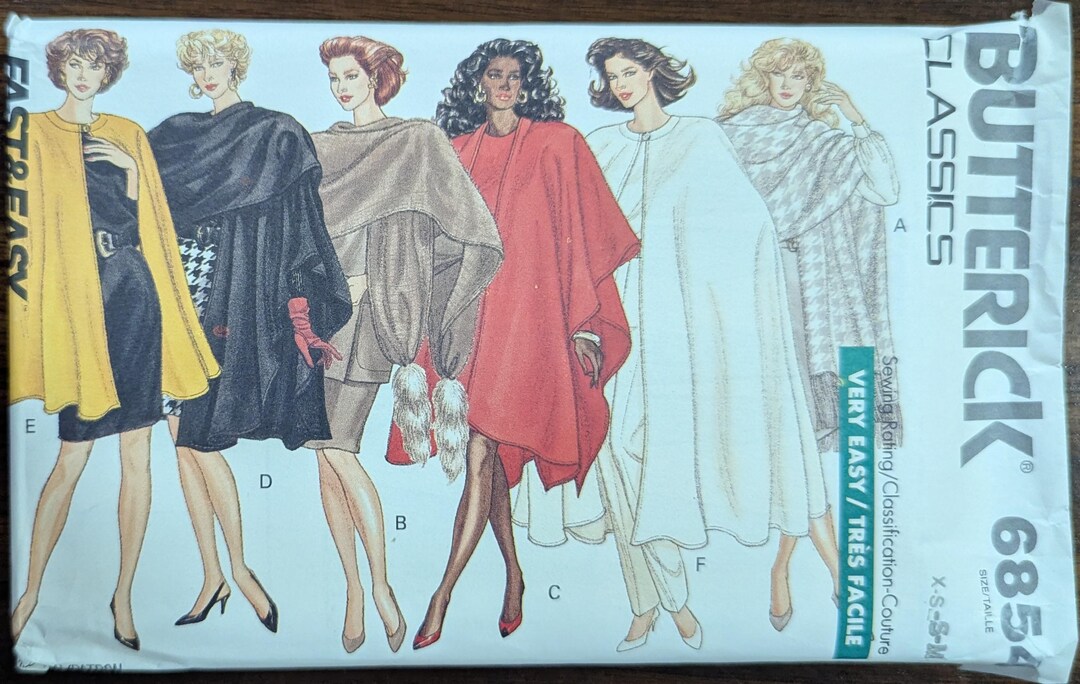 Uncut Butterick Sewing Pattern #6854 for Misses' Cape and Stole With ...