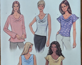 Uncut Butterick Sewing Pattern B4132 for Misses' Plus Size Top and Belt in 5 Styles. Sizes 20-24.