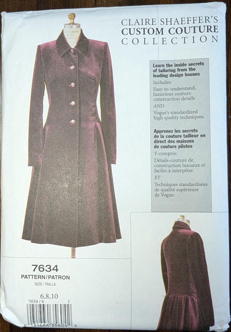 Uncut Vogue Sewing Pattern 7634 for Misses' Lined Coat. Sizes 610. Etsy