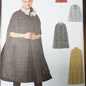Uncut New Look Sewing Pattern #6535 for Misses and Misses&#39; Plus Size Cape in 3 Lengths and Capelet. Sizes XS-XL.