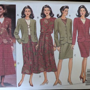 Uncut Butterick Sewing Pattern #6350 for Misses&#39; Jacket, Top and Skirt. Sizes 12-16.