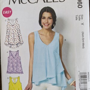 Uncut McCall&#39;s Sewing Pattern #M6960 for Misses&#39; Tops and Tunics. Sizes XS-S-MED.