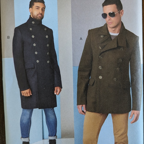 Uncut Vogue Sewing Pattern #V1853 for Men's Lined Coat in 2 Lengths. Sizes 40-46.