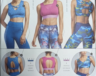 Uncut Simplicity Sewing Pattern 8560 for Misses Knit Sports Bras.  Sizes 30A-44G