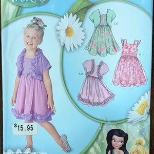 Uncut Simplicity Disney Fairies Sewing Pattern #1672 for Child's Dress and Bolero. Sizes 3-8.
