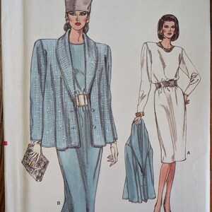 Uncut 80s Vintage Vogue Sewing Pattern 9970 for Misses' Jacket and Dress. Sizes 14-18.