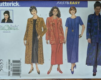 Uncut Butterick Sewing Pattern 5635 for Women's Jacket, Duster, Dress, Top and Pants. Sizes 16W-20W.