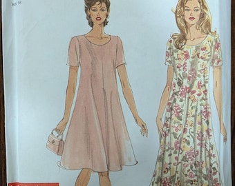Uncut Simplicity Sewing Pattern #7203 for Misses and Misses' Plus Size Dress in 2 Lengths. Sizes XS-XL.