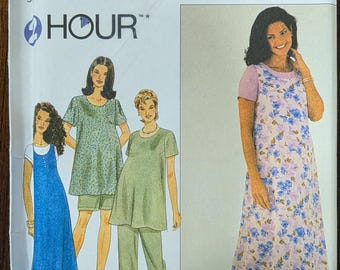 Uncut Simplicity Sewing Pattern #8589 for Misses' Maternity Dress or Top, Jumper and Pants or Shorts. Sizes 12-16.