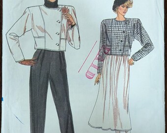 Uncut Vintage Vogue Sewing Pattern #9725 for Misses' Jacket, Skirt and Pants. Sizes 8-12.