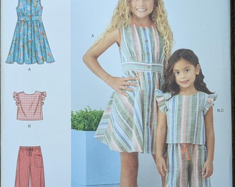Uncut Simplicity Sewing Pattern #S9761 for Children's Dress, Top and Pants. Sizes 3-6.