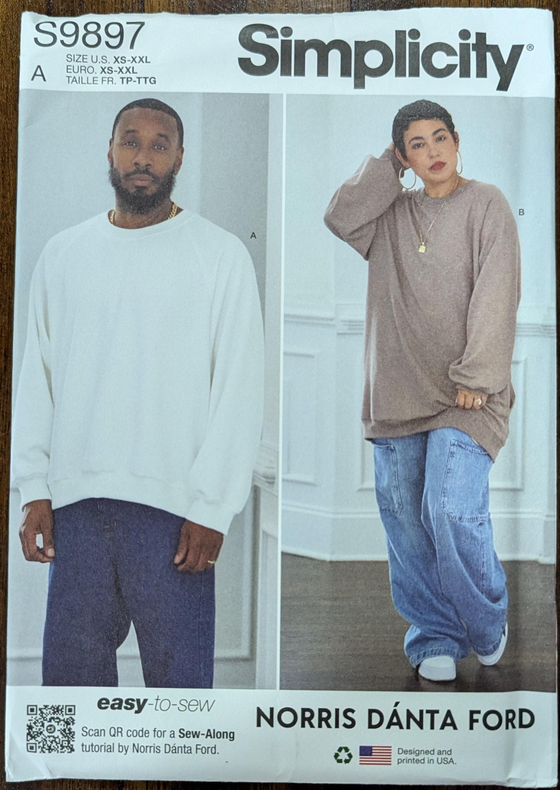 Uncut Simplicity Sewing Pattern #S9897 for Unisex Sweatshirt in 2