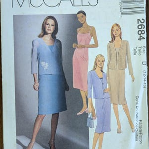 Uncut McCall&#39;s Sewing Pattern #2684 for Misses&#39; Unlined Jacket and Dress. Sizes 12-16.