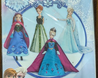 Uncut Simplicity Sewing Pattern #M0734 for Disney Frozen 11 1/2" Fashion Doll Clothes.