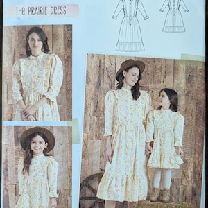 Uncut Simplicity Sewing Pattern #S9653 for Misses&#39; and Children&#39;s Dress. The Prairie Dress. Sizes 3-8/XS-XL
