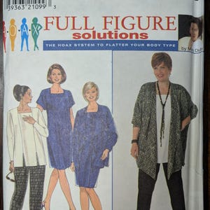 Uncut Simplicity Sewing Pattern #7947 for Women&#39;s Dress or Tunic, Jacket and Pants. Sizes 18W-24W.