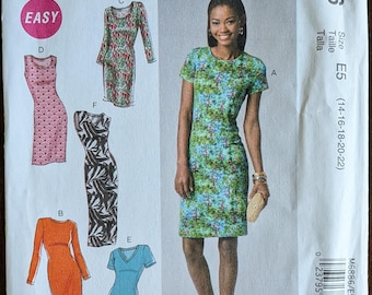 Uncut McCall's Sewing Pattern #M6886 for Misses and Misses' Plus Size Dresses. Sizes 14-22.