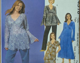 Uncut McCall's Sewing Pattern 4316 for Women's Tops, Dress, Skirt and Pants. Sizes 18W-24W.