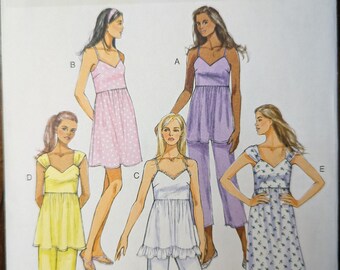 Uncut Butterick Sewing Pattern #B5653 for Misses' Sleep Top, Sleep Dress and Sleep Pants. Sizes XS-S-Med.
