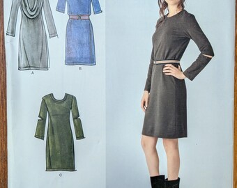 Uncut Simplicity Cynthia Rowley Sewing Pattern 2054 for Misses' Knit Dress and Cowl Collar. Sizes 6-14.