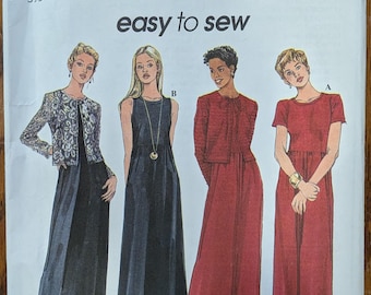 Uncut 90s Vintage Simplicity Sewing Pattern 8414 for Misses' Knit Dress and Jacket. Sizes 8-12.