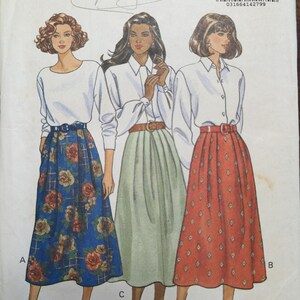 Uncut Vintage Butterick Sewing Pattern #6358 for Misses&#39; Skirts.  Sizes 6, 8, 10
